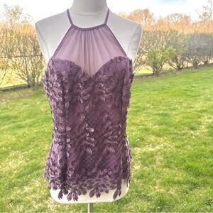 Venus plum purple lace appliqué blouse